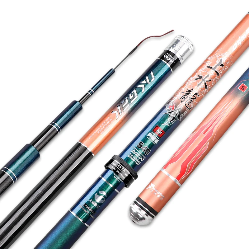 TAIGEK 3.6m 4.5m 4.8m 5.4m  6.3m 7.2m 8.1m 5H carp fish hard carbon telescopic rod Super light Taiwan freshwater fishing rods