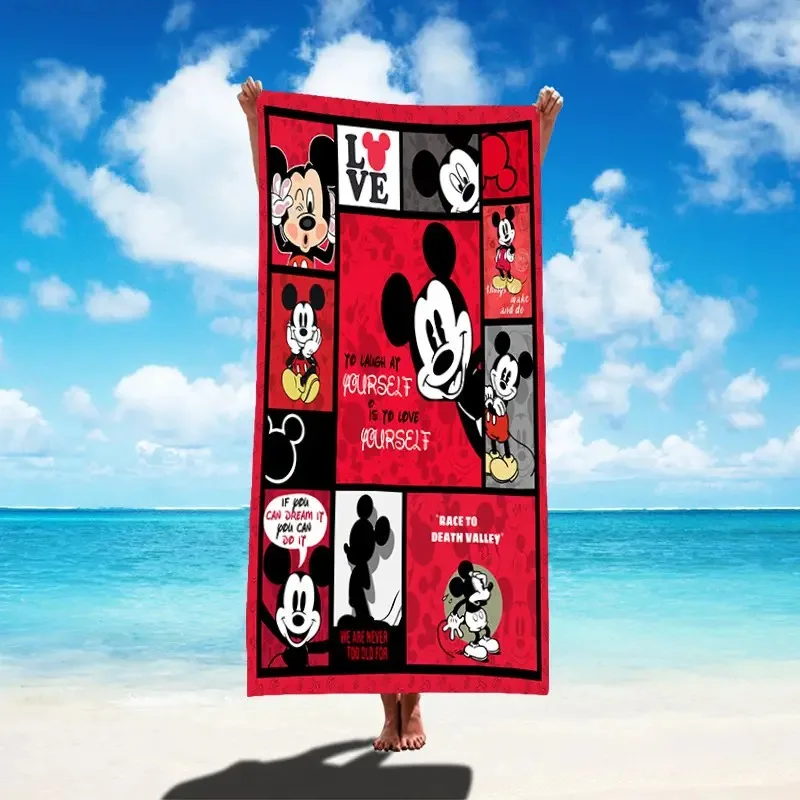 Fashion Cartoon Mouse Waterproof Quick-drying Bath Towel Outdoor Absorbent Soft Sports Microfiber Beach Towel with custom logo