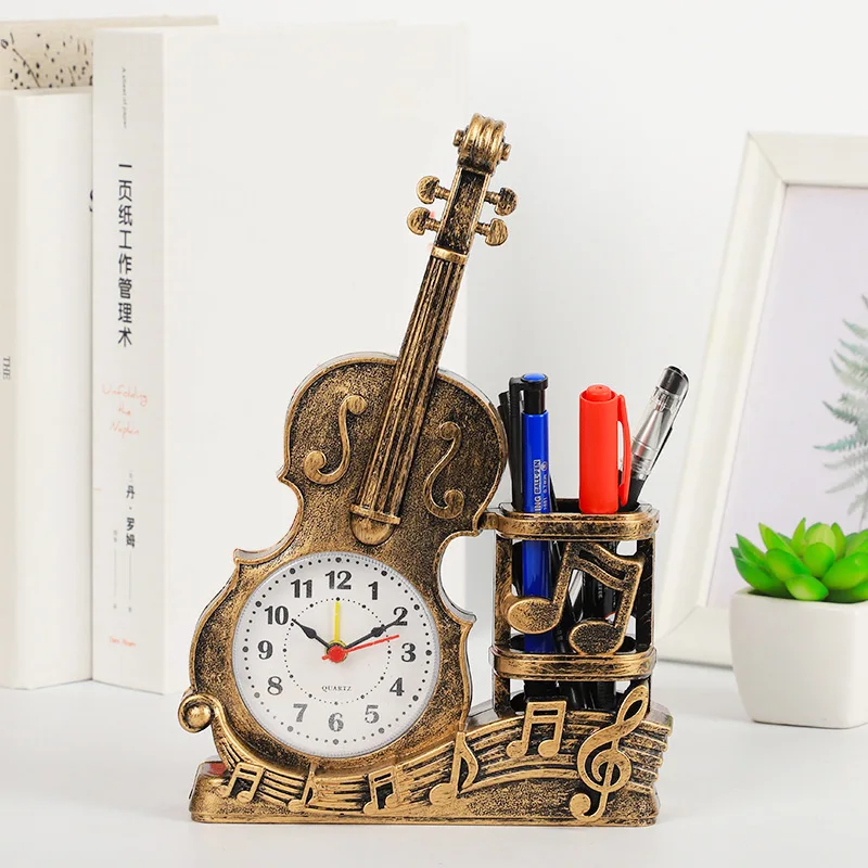 Guitar pen container alarm clock home daily necessities photography equipment gift Amazon Supply clock wholesale gift
