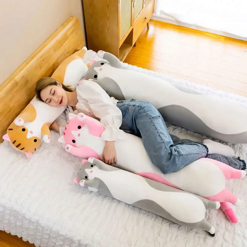 2021 New style Baby Kids Toys Soft Cat Big Hugging Plush Pillow Sleeping Companion Bolster Toys