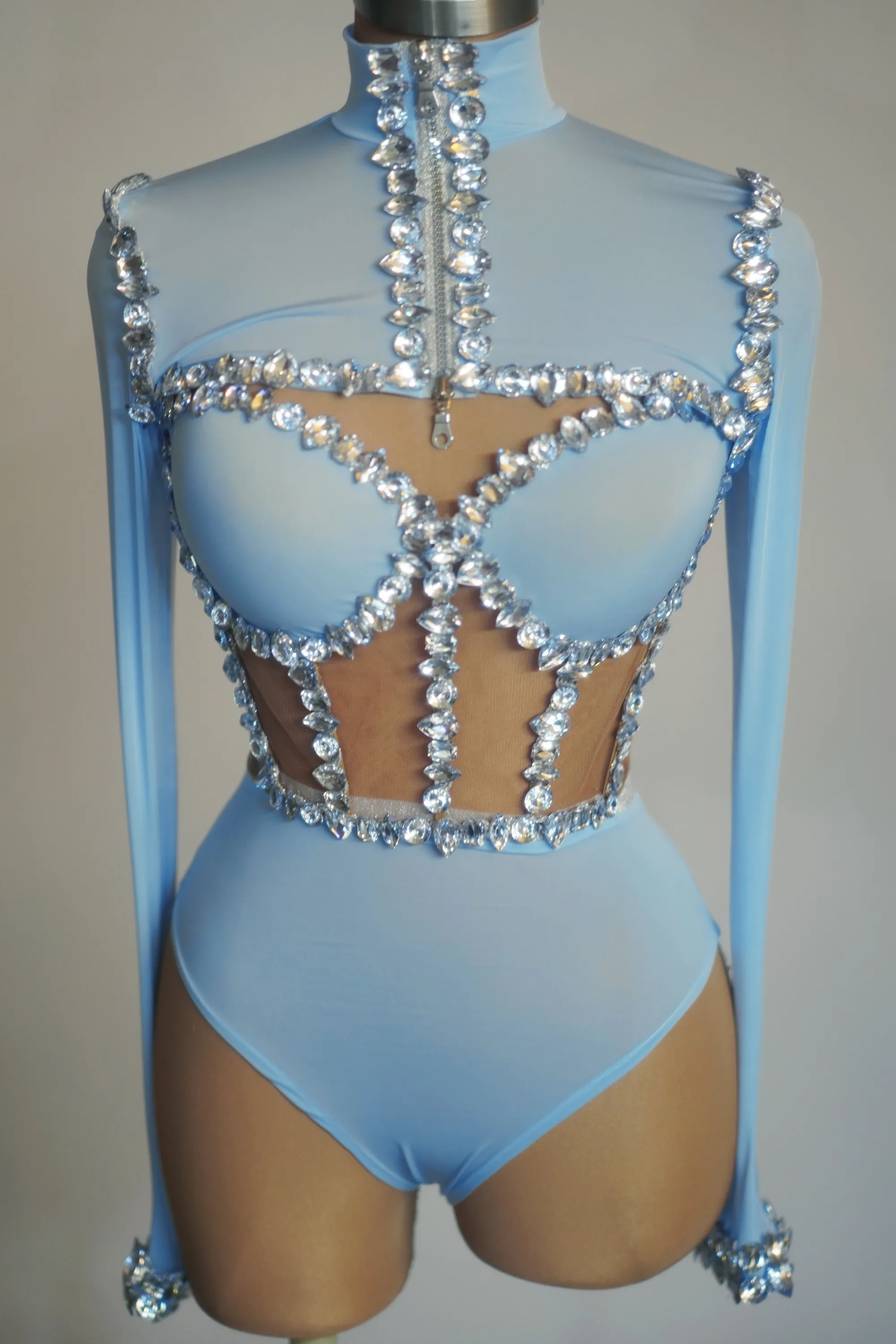 Sexy Crystal Tube Top Shorts 3 Pieces Outfit Sets Stripper Outfits Exotic Dancewear Women Party Show Stage Performance Costume