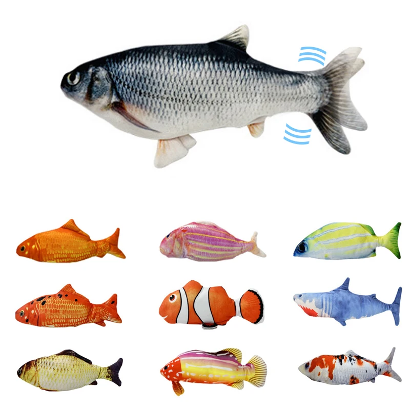 Usb 3d Soft Plush Moving Flippity Catnip Dancing Fish Cat Toys Flapping Kicker Electric Simulation interactive cat toy
