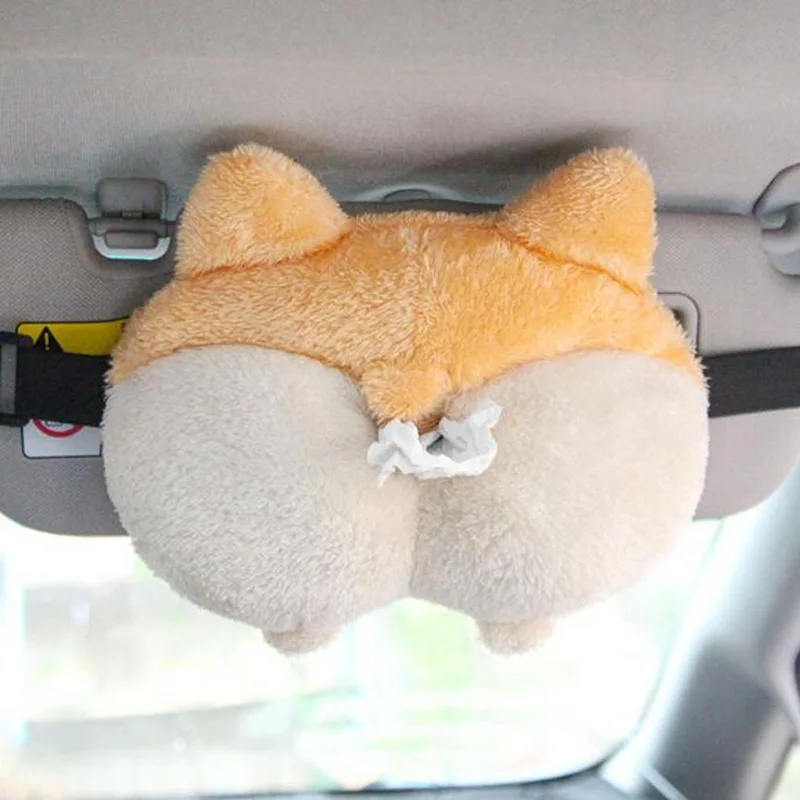 Corgi Butt Car Tissue Holder Sun Visor Napkin Box Vehicle Backseat Tissue Case Holder