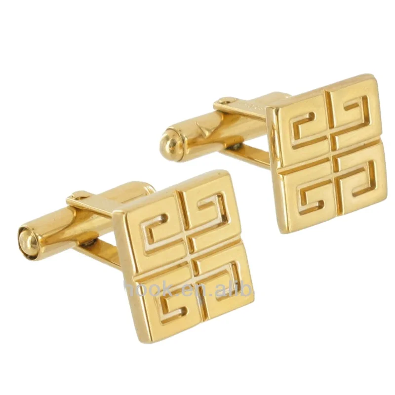 Customized fashion simple business gifts metal copper gold-plated cufflinks