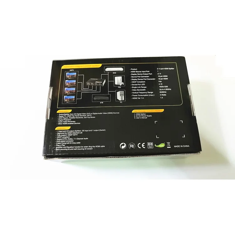 Hd mi 2.0 1 * 4 переключатель сплиттер 1 в 4 из 1080P 3D Ultra 2K HDCP 4Way Сигнал Мини HD / MI сплиттер-усилитель