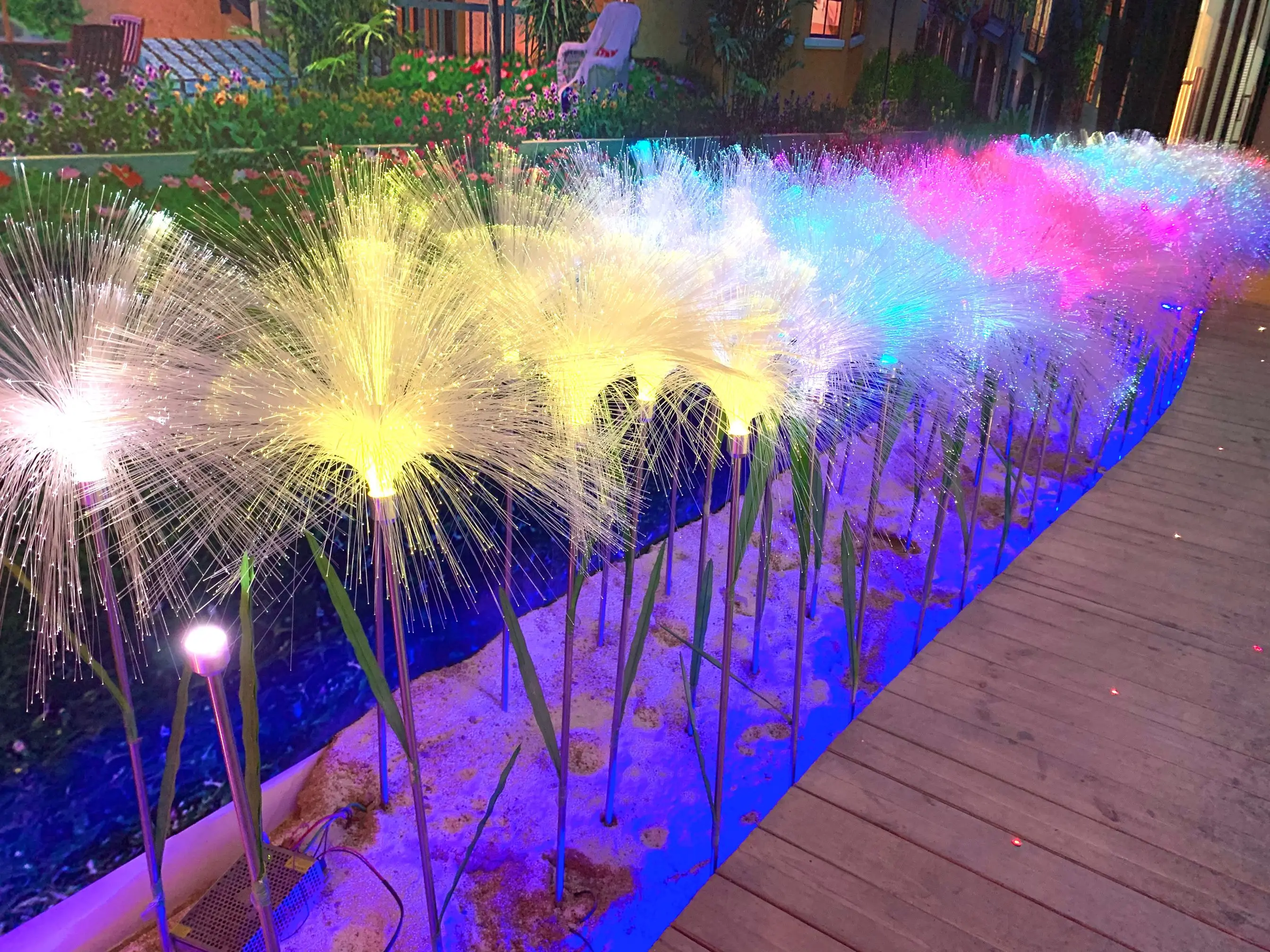 
TOPREX DECOR outdoor decorations acrylic led flower stand flexible fiber optic pool light source 