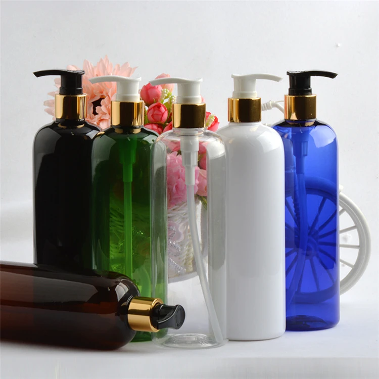 IBELONG Wholesale Clear Green Amber Blue 500ml pet plastic body wash bottle with treatment pump