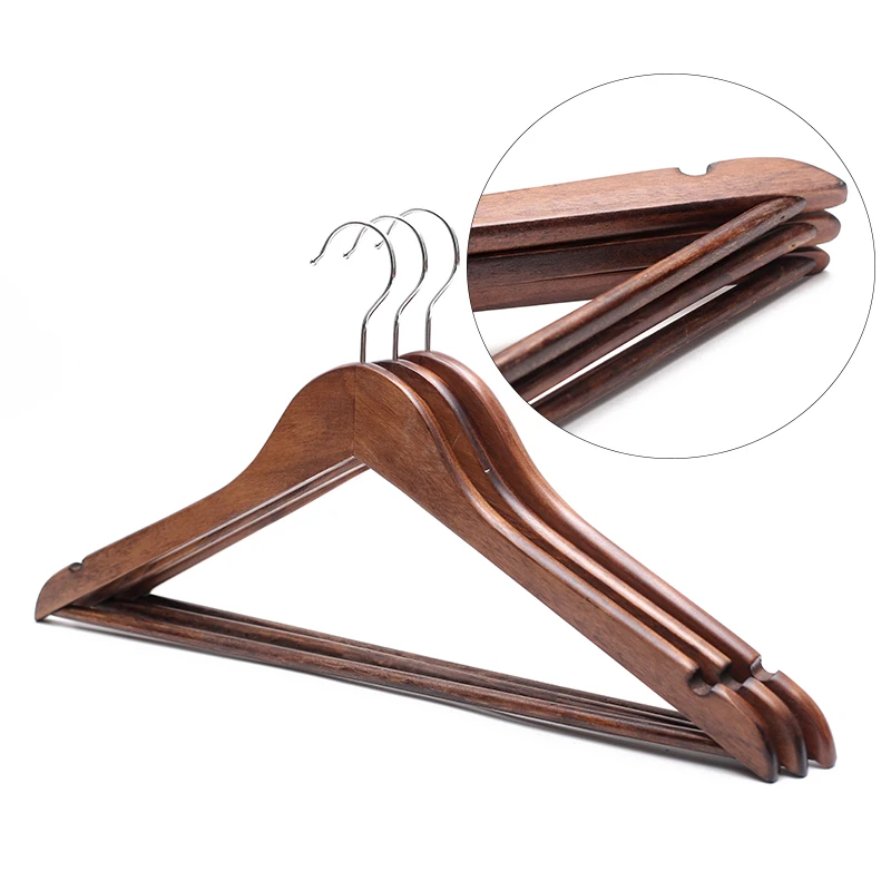 Manufacturer  Wholesale Custom Wooden Hanger with Non Slip Notches