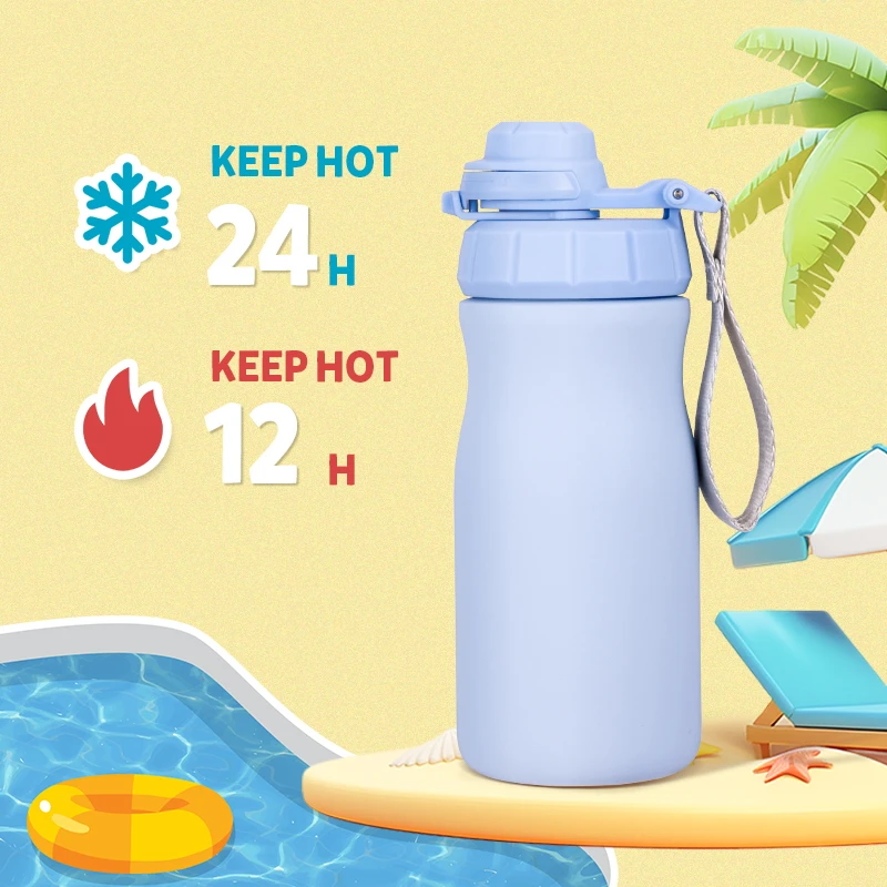 Hot Selling 14 oz Shatterproof Unbreakable 304 Stainless Steel Kids Water Bottle for Kids Easy to Use Customization with Lid