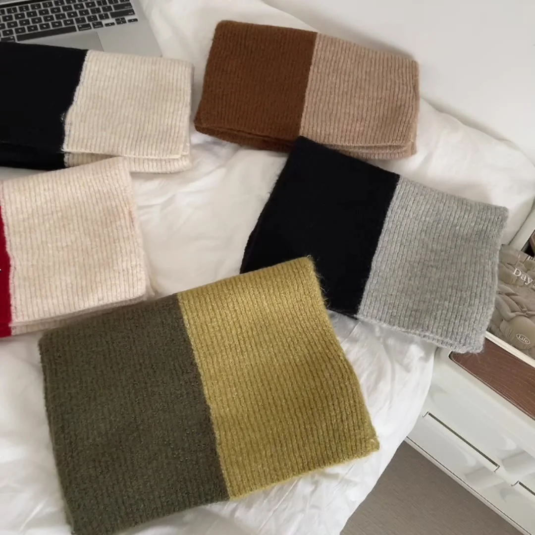 2024 new women winter autumn scarves and wraps mix color knitted scarf for women large big scarf