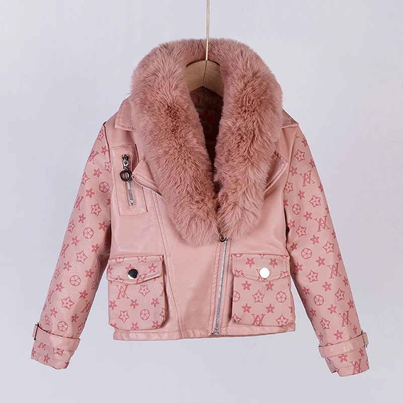 GIORGIO BAMBINI Small Batch kids designers clothes Woven Zipoer Fly girls top Fluffy collar girls jackets winter