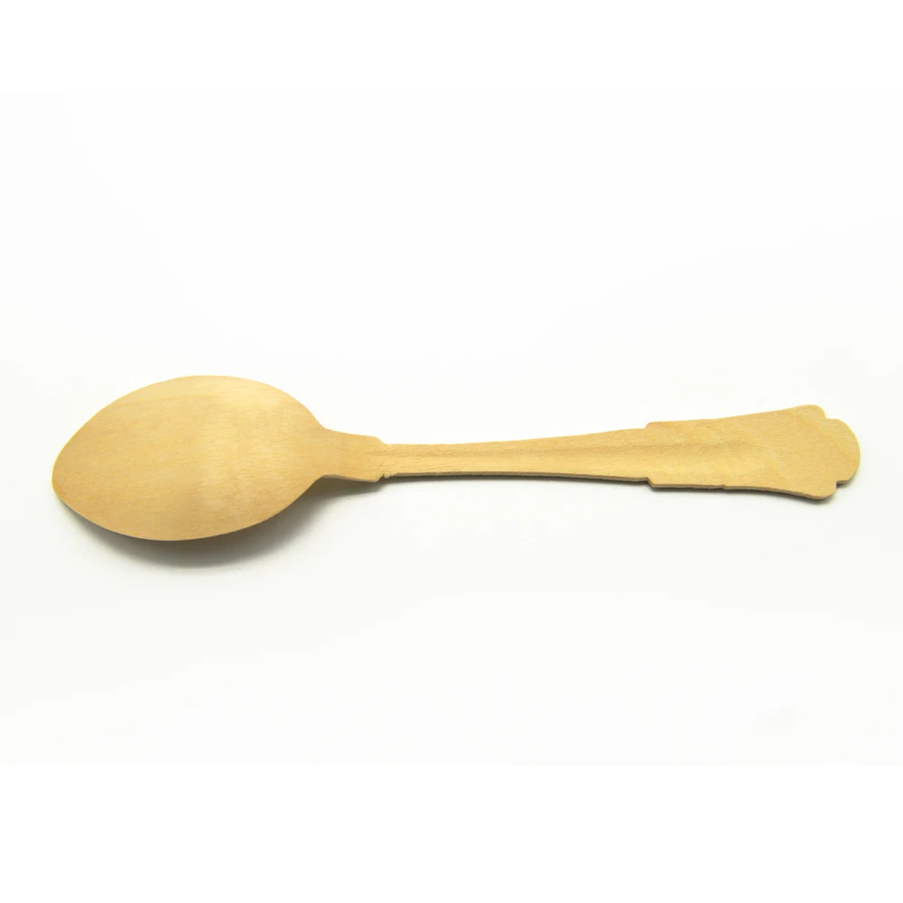 Biodegradable Disposable 95mm Birch Wooden Cutlery Eco Friendly Heart Wooden Spoon