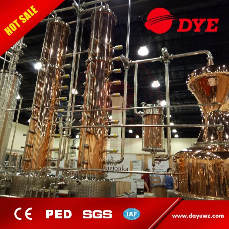 DYE 75% 96%abv spirits making machine copper distillery equipments for sale