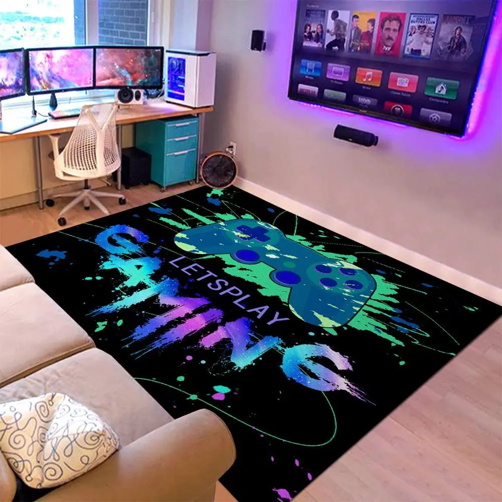 Game Rug Teen Boys Carpets Gamepad Living Room Rug Gamer Bedroom Area Rugs Controller Player Home Decor Non-Slip Sofa Floor Mat