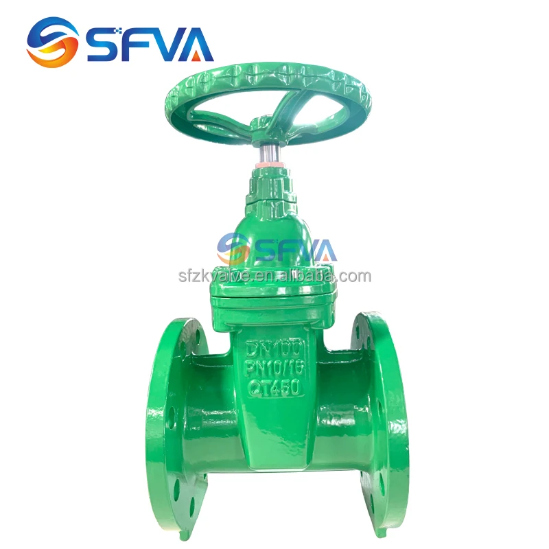 SFVA BS5163 PN16 heavy type iron non rising stem 100mm DN100 resilient seated water gate valve