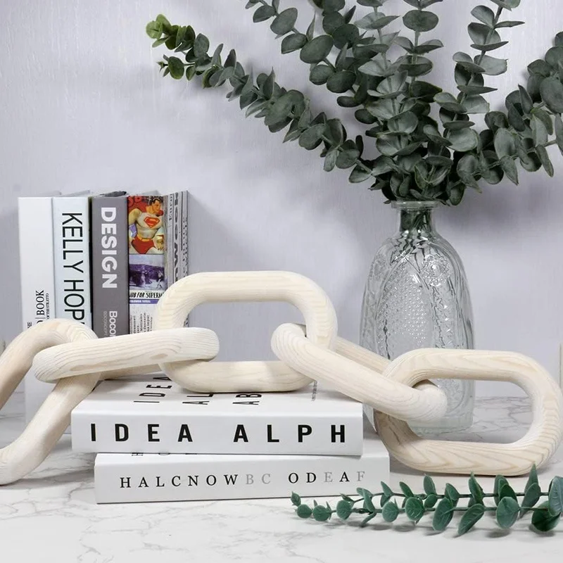 Decorative Wood Link Chain ,Farmhouse Aesthetic Wooden, Wooden Rustic Country Chain Decor