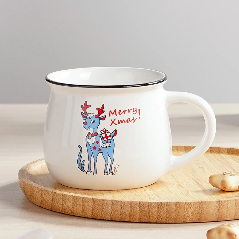 Christmas Santa Snowman Ceramic Mug Simple Polka-dot Design Ceramic Nordic Cup Ceramic Coffee Mug