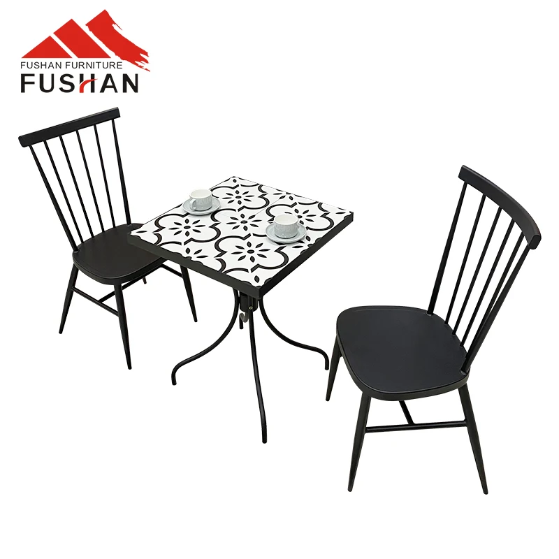 FUSHAN Outdoor Furniture Patio Square Coffee Dining Table Outdoor Ceramic Bistro Table For Aluminum Frame