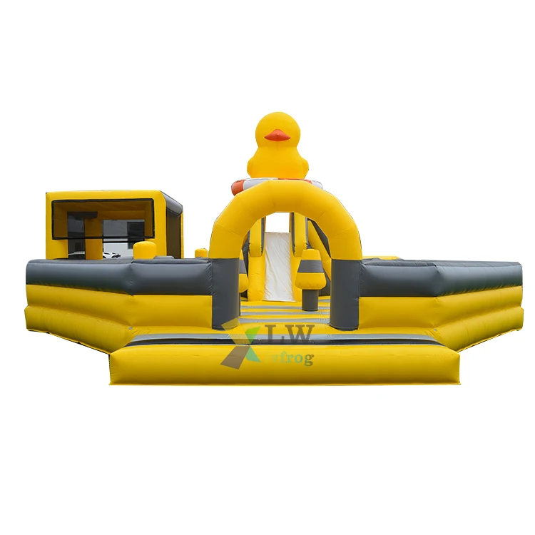 Commercial grade yellow duck themed inflable jumping castle bounce house inflatable obstacle course for children and adults