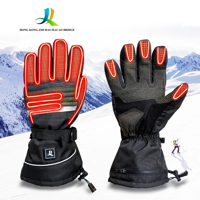 Savior Winter Riding Sport Rechargeable Battery Soft Shell Anti Slip Heated Motorcycle Gloves Leather Motorcycle Racing Gloves