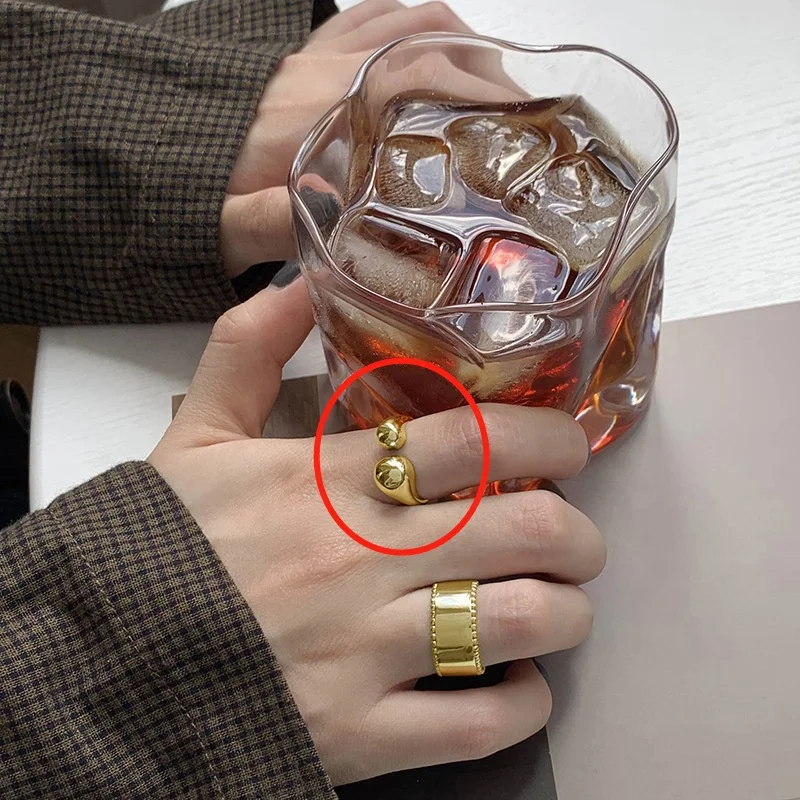  Круассаны кольцо 18k золото Ip Гальваническое Полосатое вся кубинская цепь массивное