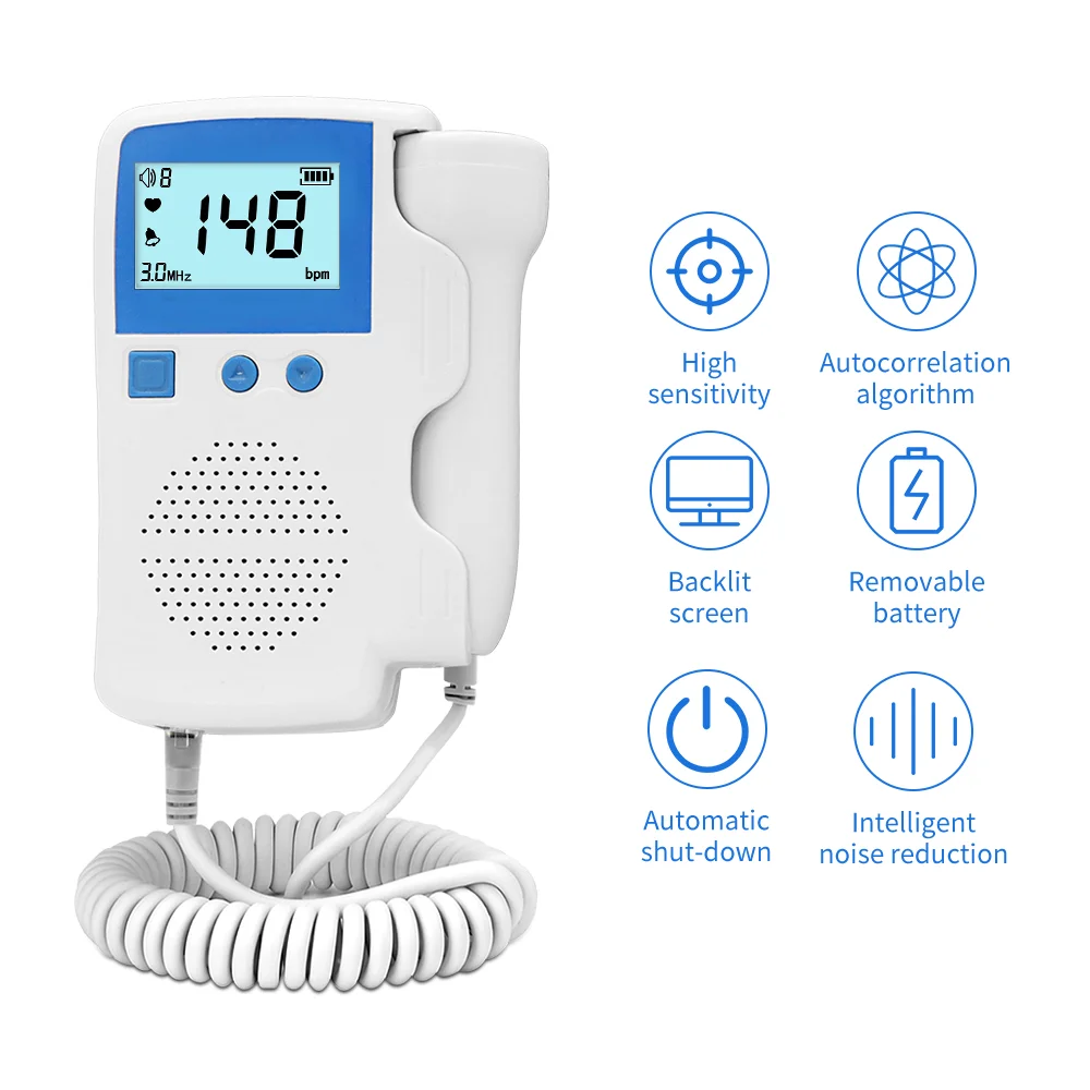 510K CE Certified Digital Dry Cell Fetal Doppler Ultrasound Baby Heart Detector Home Fetal Heart Monitor