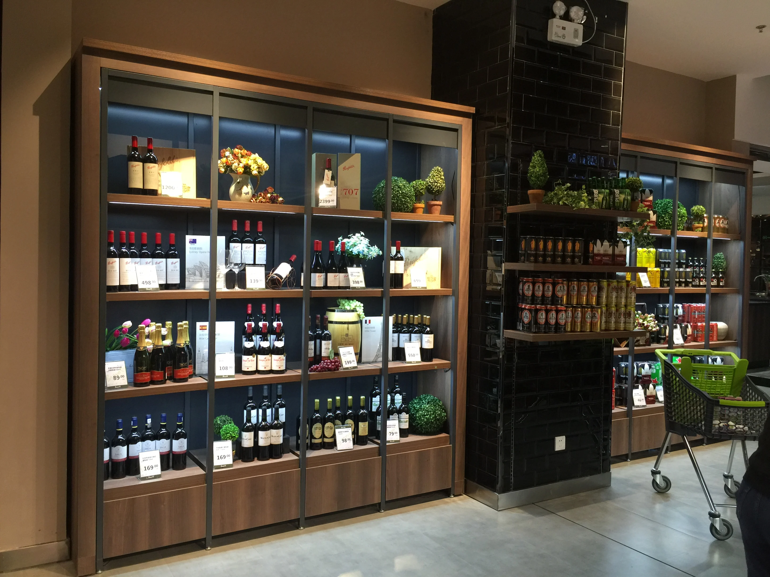 Fashion Wooden Display Shelf Wine Racks Wooden and Steel Rack Boutique Supermarket Shelf retail shelves