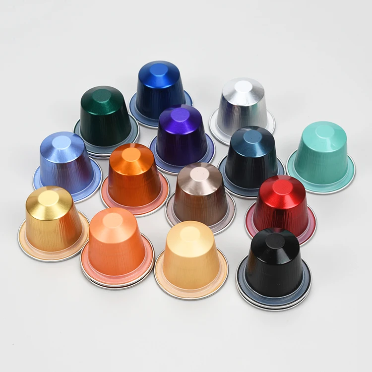 
Custom small nespresso shape empty aluminum foil coffee capsule with lid 