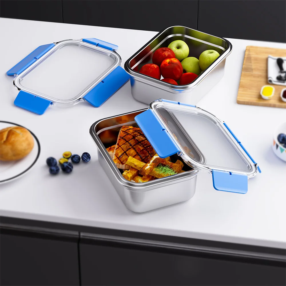 Omie Leakproof Lunch Bento Box Food Storage Containers Stainless Steel TPS Lunch Boxes For Children.Adults