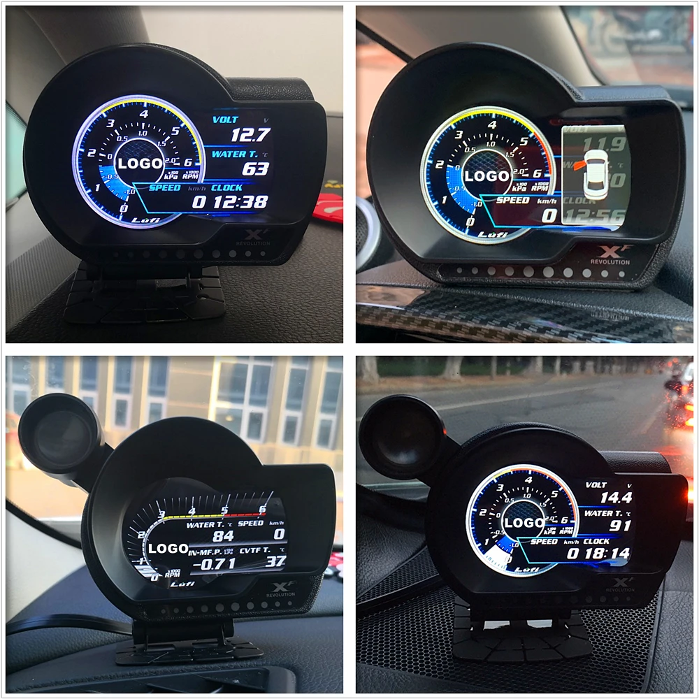 OBD2 Lufi XF Boost Water Temp Car Gauge Digital Oil temp Speed Tachometer Ext Temp Volts Alarm Clock Multifunction Meter