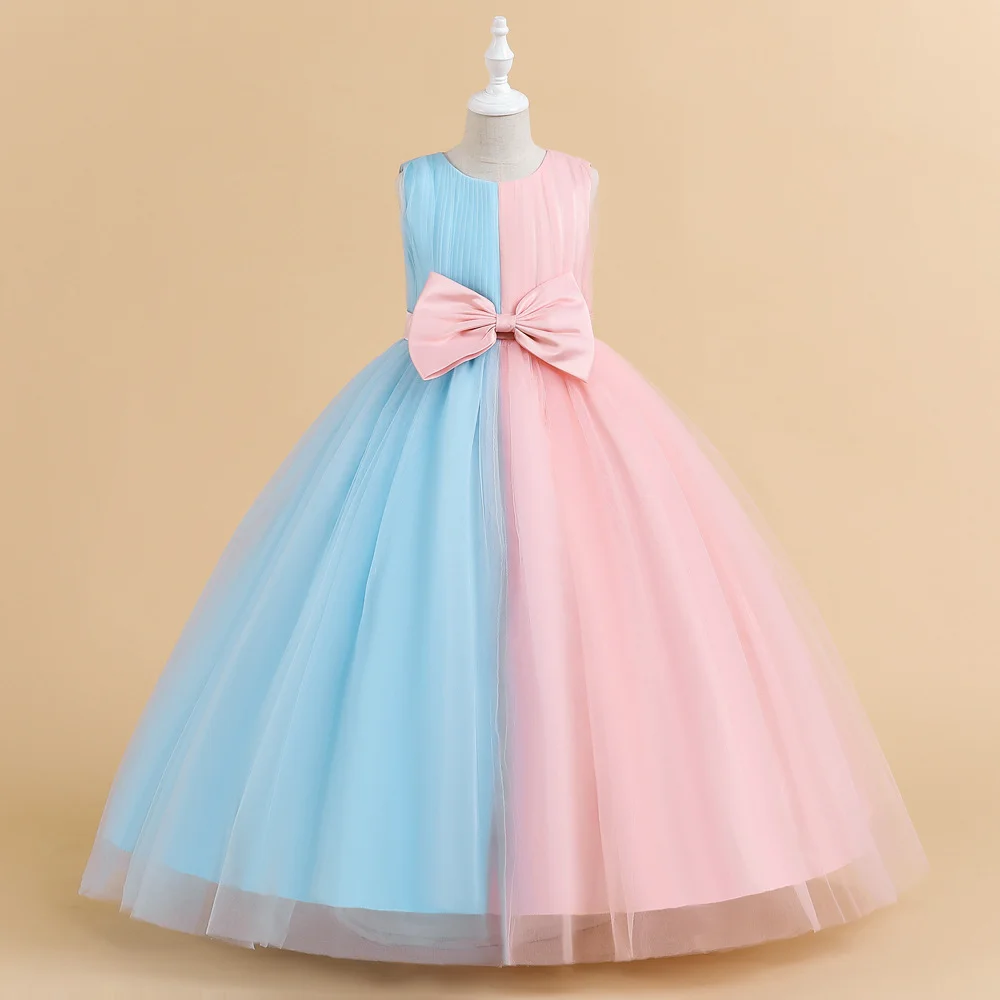 Girls Summer Princess Dress Children Piano High-End Host Dress Flower Red Kids Boutique Clothing Baby Princess Vestido De Noiva