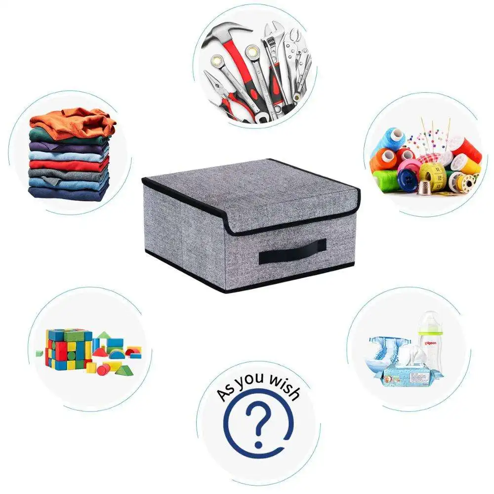 Home Office Bedroom Closet Storage Box Cube Cubby Basket Closet Organizer Foldable Storage Bins Cubes Boxes with Lid Fabric