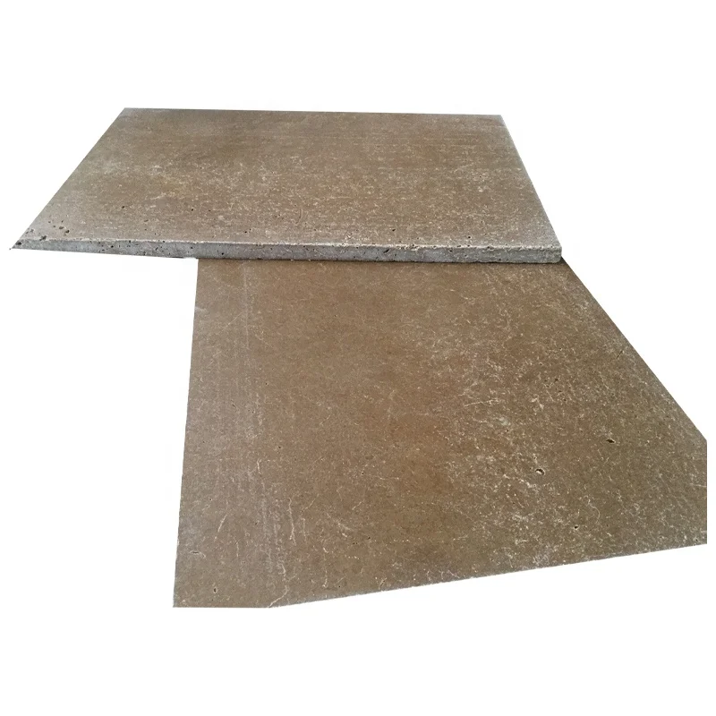 Marmol Travertino Cheap Price Turkish Walnut Brown Travertine Tumbled Unfilled Honed Chiseled
