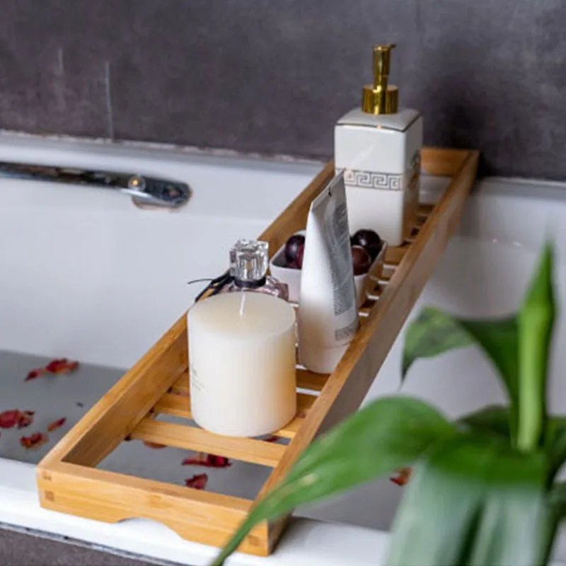 Wholesale Extendable Bathtub Tray 100% Natural Bamboo Bath Caddy