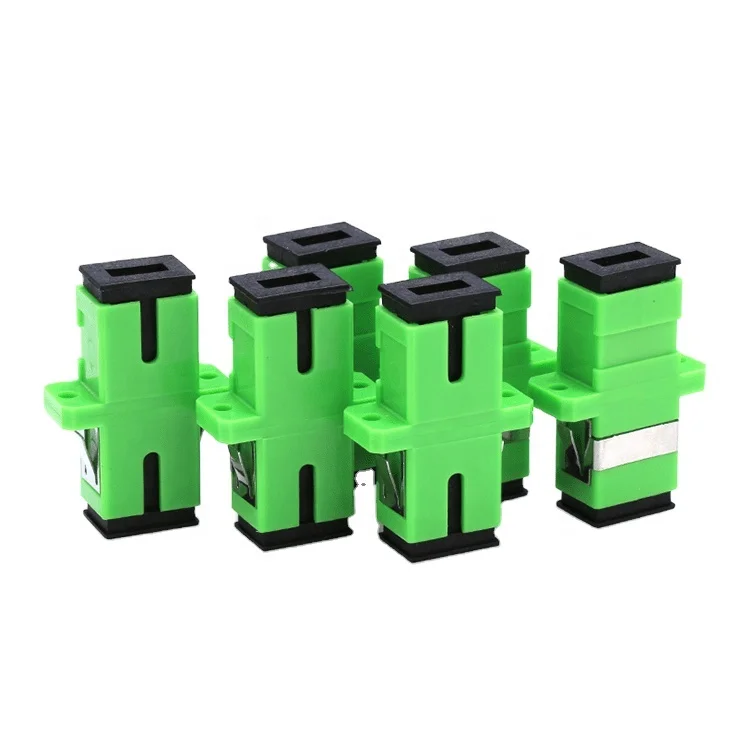 China Supplier SC Type Fiber Optic Adapter SC APC SM Simplex One-piece Adapter with Flange Optical Fiber Attenuator Coupler