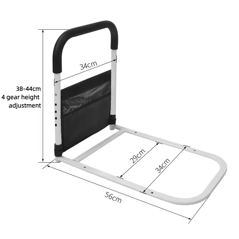 Height Adjustable Bed Rail with Hand Assistant Bar for Elderly Adults Bed Assist Rail Medical Bed Support Bar Mobility Assistant
