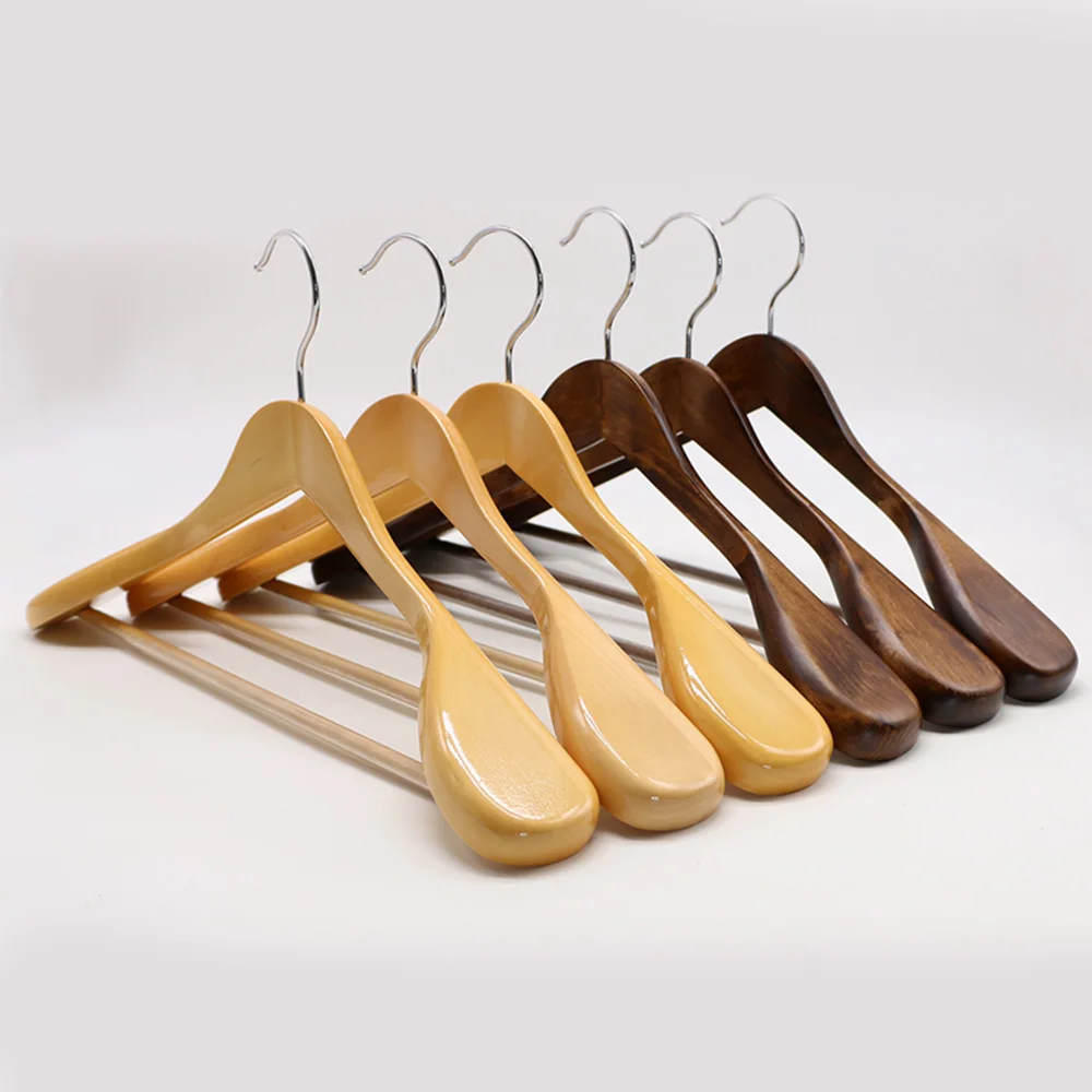 Wholesale Custom Suit Clothes Store Black Wooden Hanger High Grade Wide Shoulder Hotel Cedar Wood Hanger For Clothing