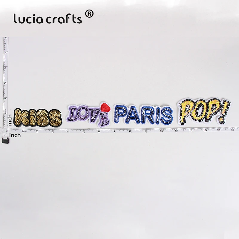 Random Mixed Letter Love Shiny Sequin Patches Iron On Patches Badge Clothes Backpack DIY Stripe Applique Crafts L0417