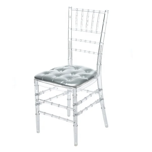 Polycarbonate event crystal chavari chiavari tifanny chair with cushion for wedding venue