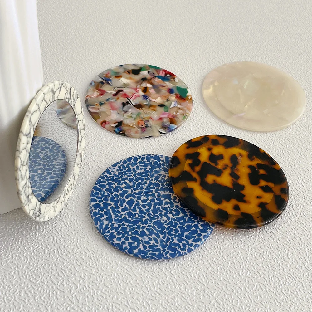 Hot Selling Retro Acetic Acid Round Mirror Design Geometric Acetic Acid Pattern Makeup Mirror High Quality Wholesale Mirror