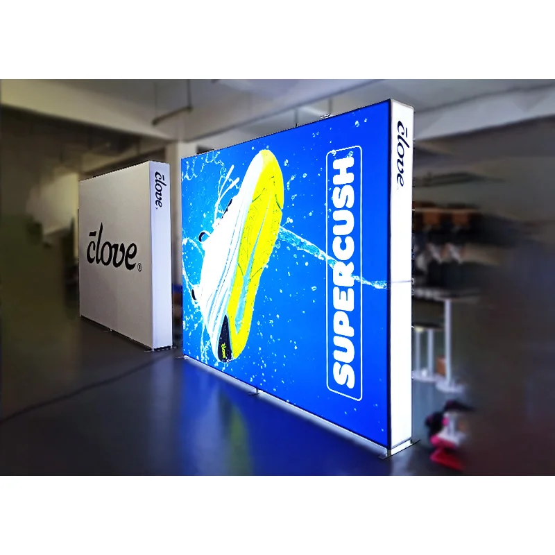 Led pillow case Tension Fabric Exhibition Backdrop Display Stand Aluminum Frame Led Fabric Light Box Trade Show Booth Backdrop