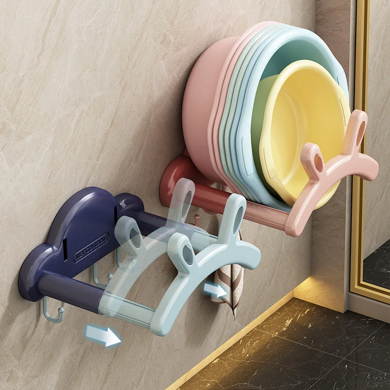 Rabbit retractable basin rack, bathroom without perforated storage hook