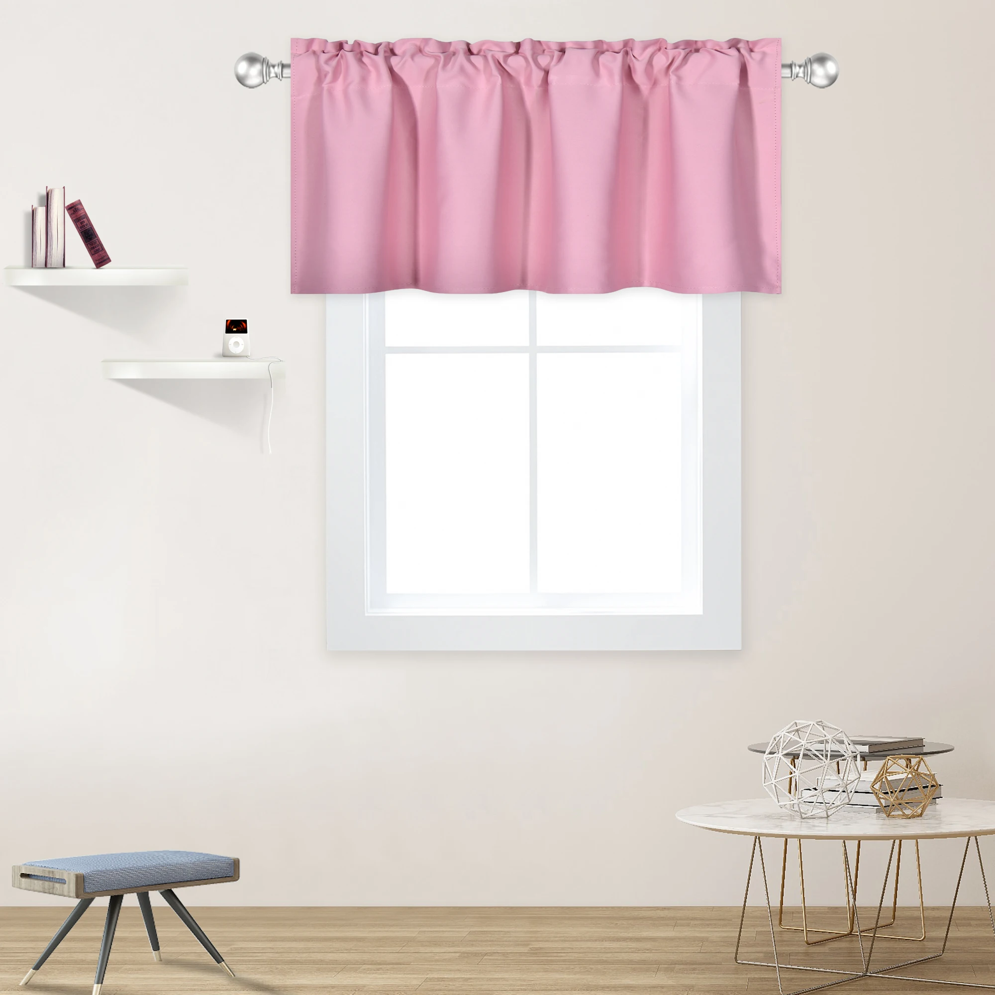 42x18 Inch Pink Blackout Valance Polyester Rod Pocket Style 1PC/Package