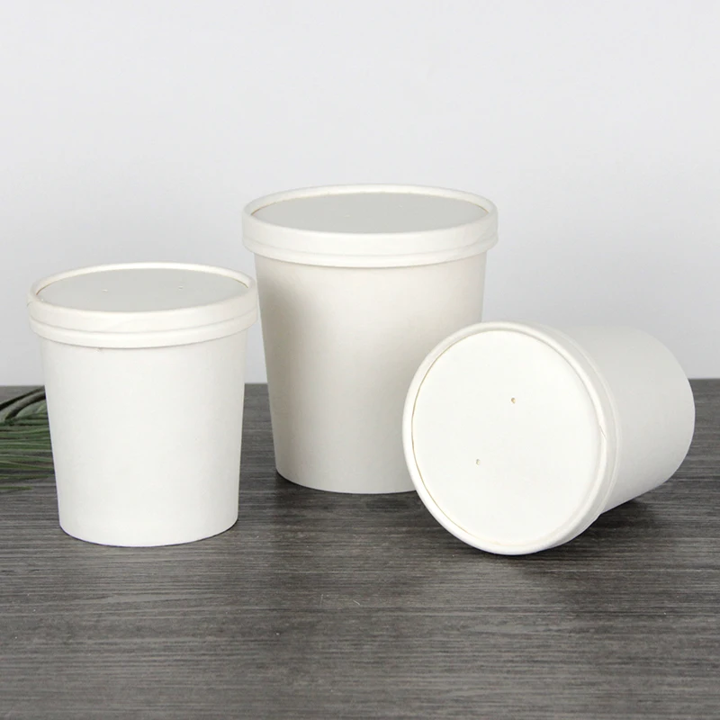 8oz 12oz 16oz 26oz 32oz Plain White paper disposable custom design packaging hot soup noodle paper cup paper lids