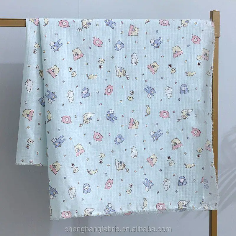 Chengbang Fabric Manufacture 100% Combed Cotton Soft and Breathable Muslin Fabric for Baby Swaddle