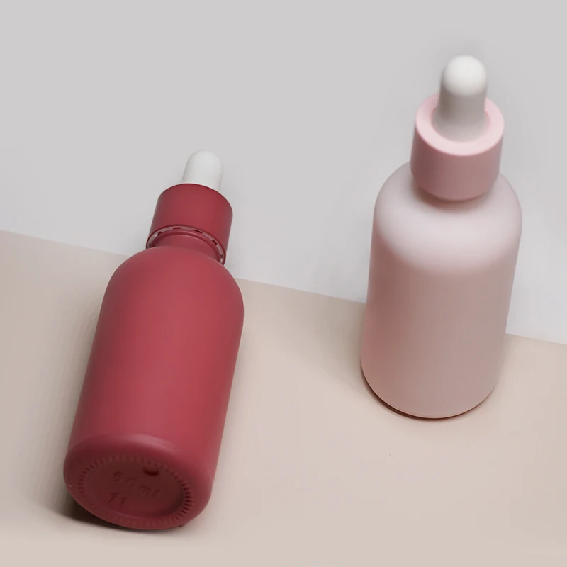 
50ml Customized round opal glass sreum bottle with matte dropper for skin care 