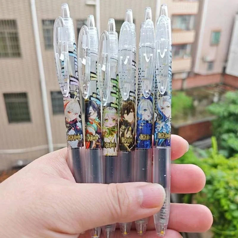 1Pcs Game Genshin Impact 0.5mm Gel Pen With PVC Bookmark Student Water Pen Cute School Supplies Stationery gift