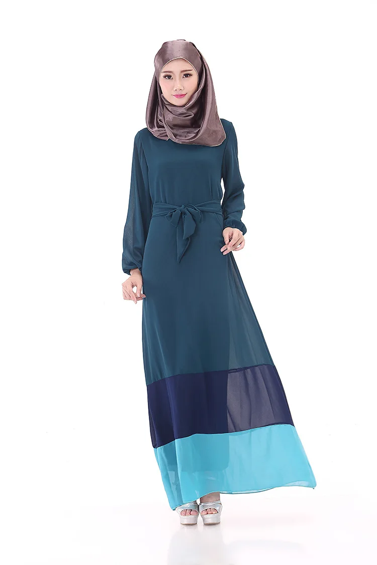 NEW Arrival Dubai Long Sleeve Evening Abaya Muslim Women Maxi Dress Chiffon Dresses