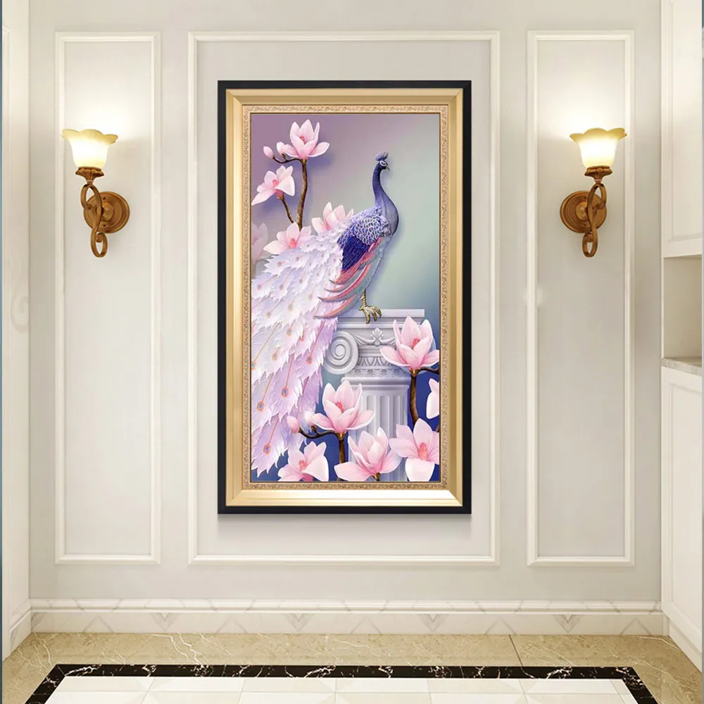 Алмазная живопись с полным заполнением, 5D Камешки из смолы, мозаика по индивидуальному заказу, рисунок павлина для взрослых и детей, XZMA0037