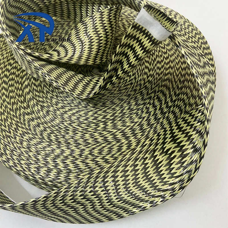 China Supplier high strength carbon kevlars aramid knit fiber braided cable sleeve50mm